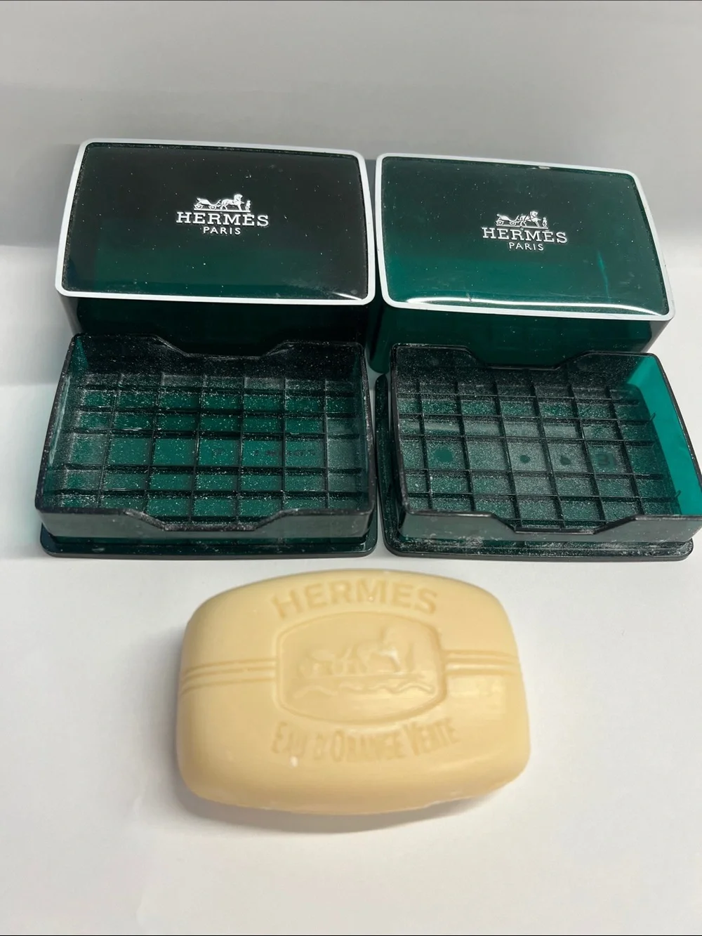 Vintage HERMES Eau d’Orange Verte Scented Soap In Lucite Box Vintage 0.8 oz